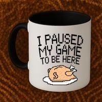 I Paused My Game To Be Here Pixel Turkey Coffee Mug thumb 2