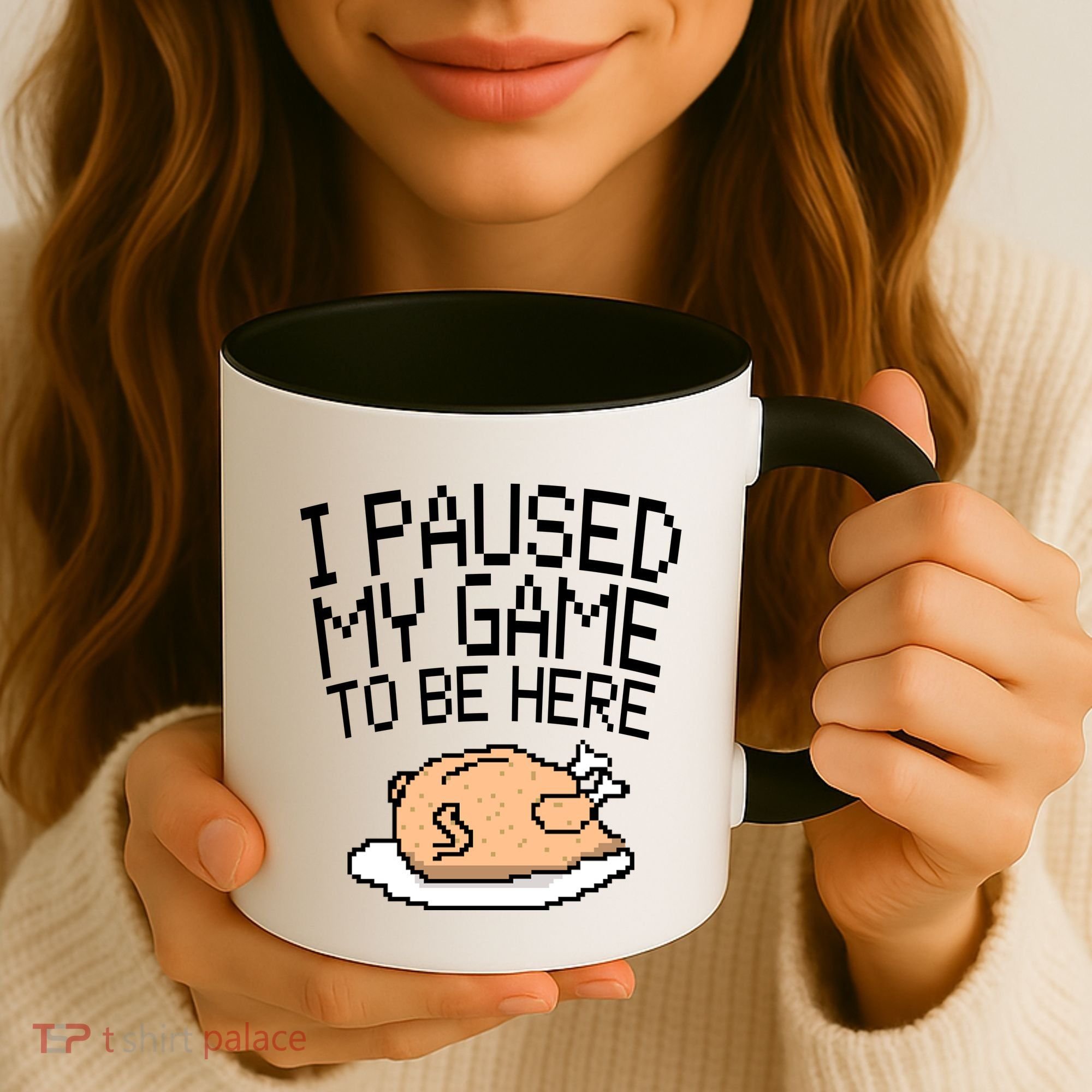 I Paused My Game To Be Here Pixel Turkey Coffee Mug
