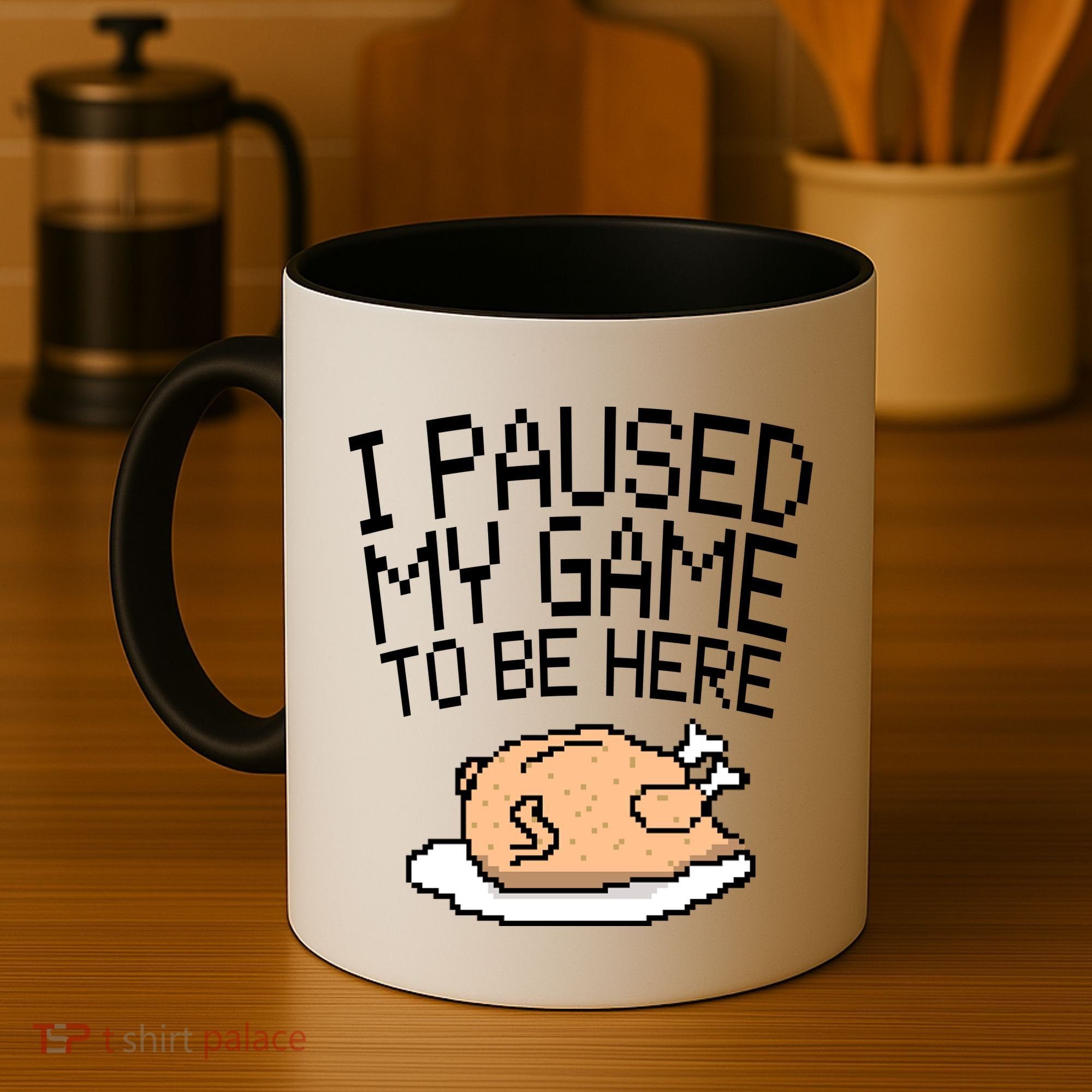 I Paused My Game To Be Here Pixel Turkey Coffee Mug