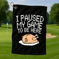 I Paused My Game To Be Here Pixel Turkey Golf Towel thumb 1