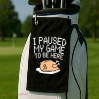 I Paused My Game To Be Here Pixel Turkey Golf Towel thumb 2