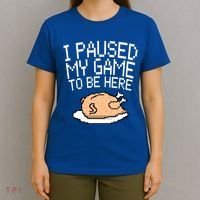 I Paused My Game To Be Here Pixel Turkey T-Shirt thumb 4