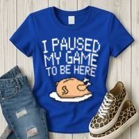 I Paused My Game To Be Here Pixel Turkey Women's T-Shirt thumb 3