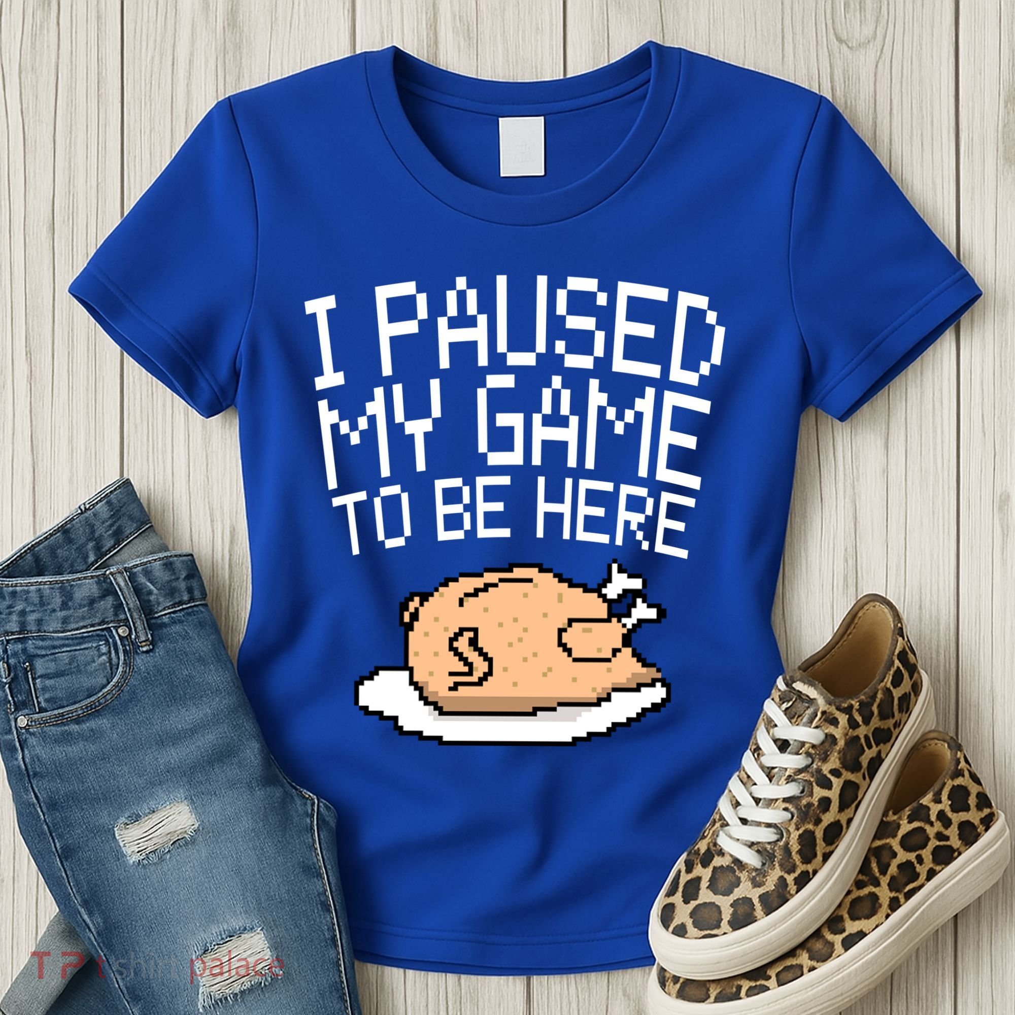 I Paused My Game To Be Here Pixel Turkey Women's T-Shirt