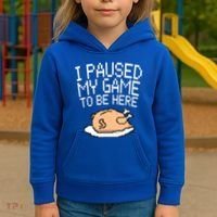 I Paused My Game To Be Here Pixel Turkey Kids Hoodie thumb 3