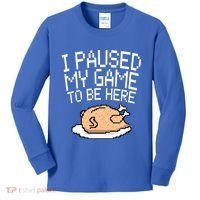 I Paused My Game To Be Here Pixel Turkey Kids Long Sleeve Shirt thumb 0