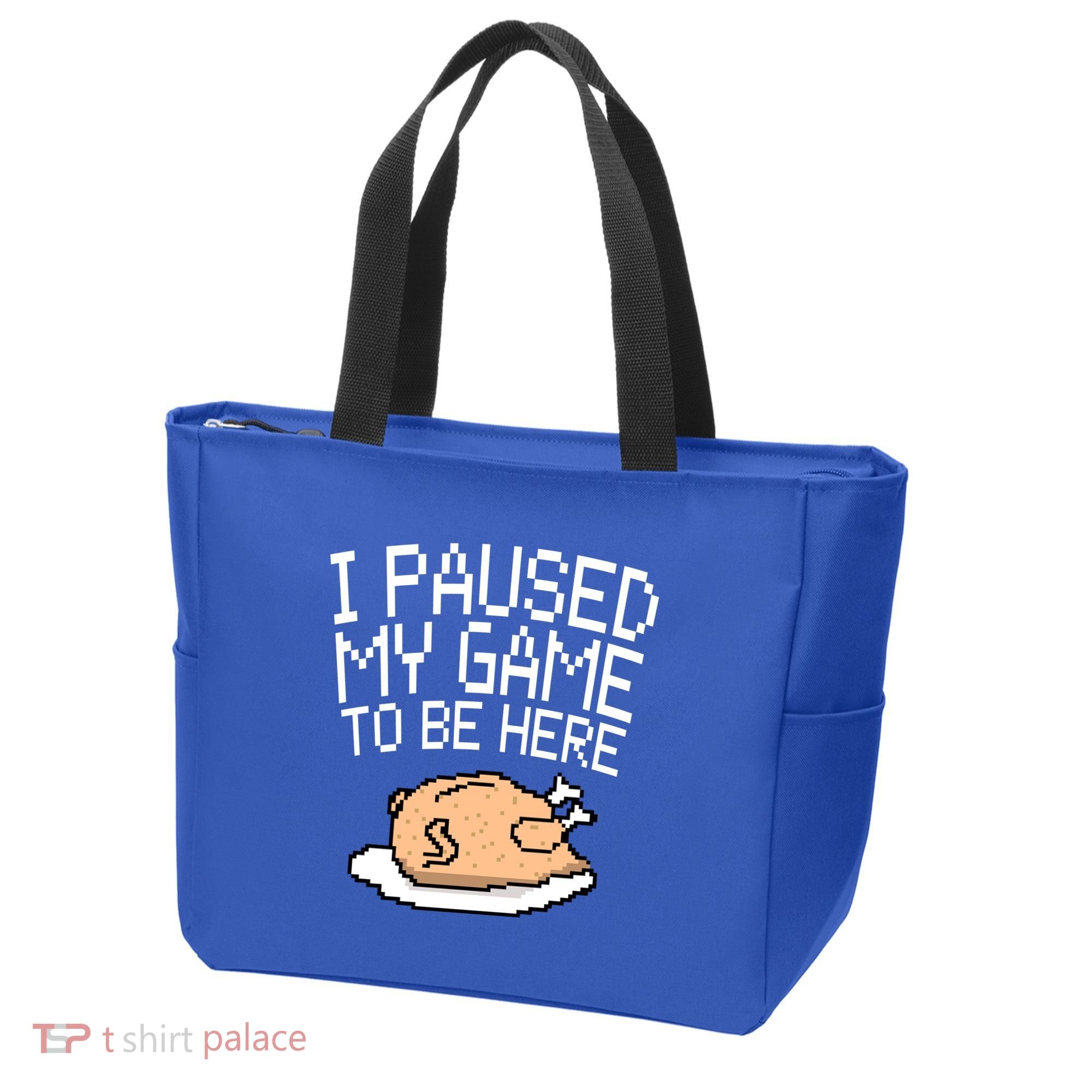I Paused My Game To Be Here Pixel Turkey Tote Bag