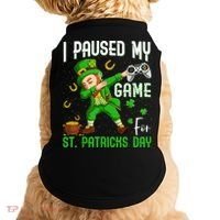 I Paused My Game For St Patricks Day Dabbing Leprechaun Boys Doggie Tank thumb 0