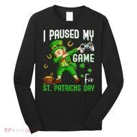 I Paused My Game For St Patricks Day Dabbing Leprechaun Boys Long Sleeve Shirt thumb 0