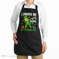 I Paused My Game For St Patricks Day Dabbing Leprechaun Boys Apron thumb 2