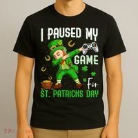 I Paused My Game For St Patricks Day Dabbing Leprechaun Boys T-Shirt thumb 3