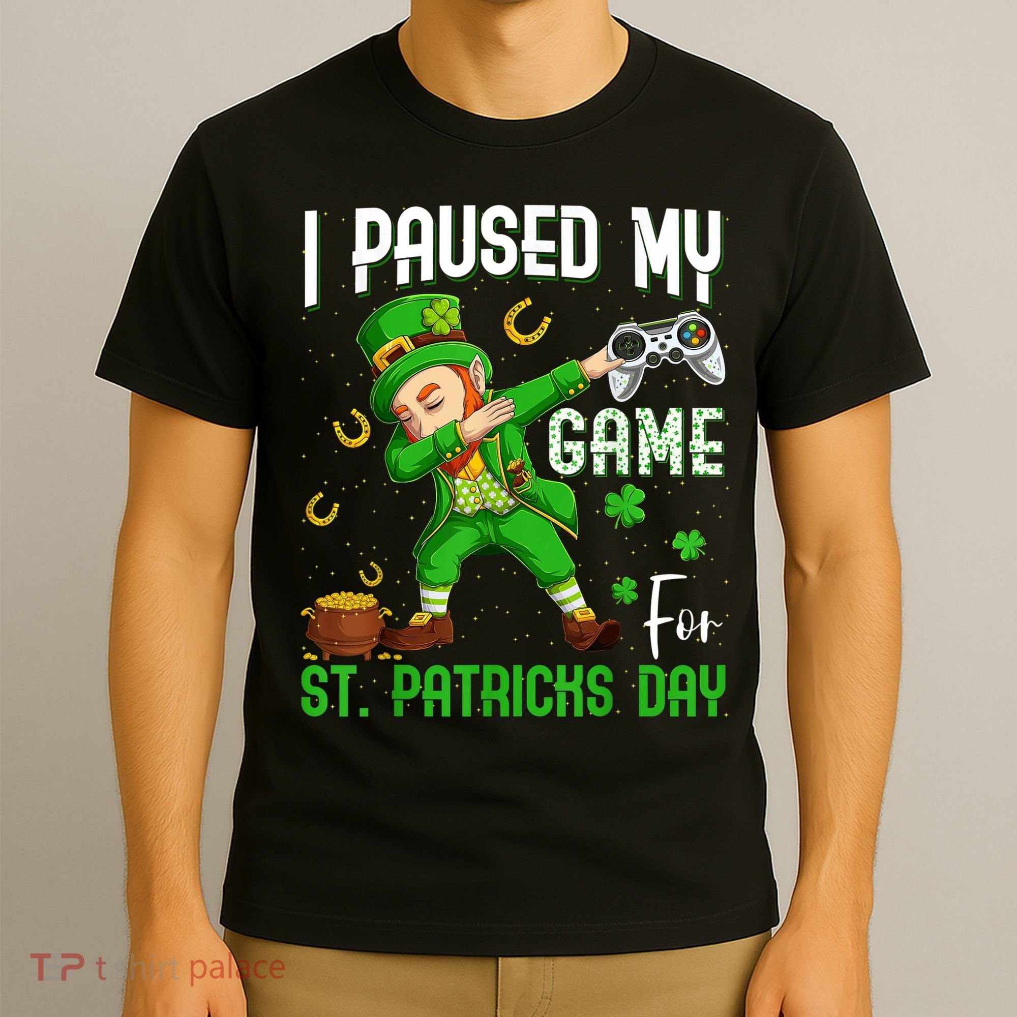 I Paused My Game For St Patricks Day Dabbing Leprechaun Boys T-Shirt