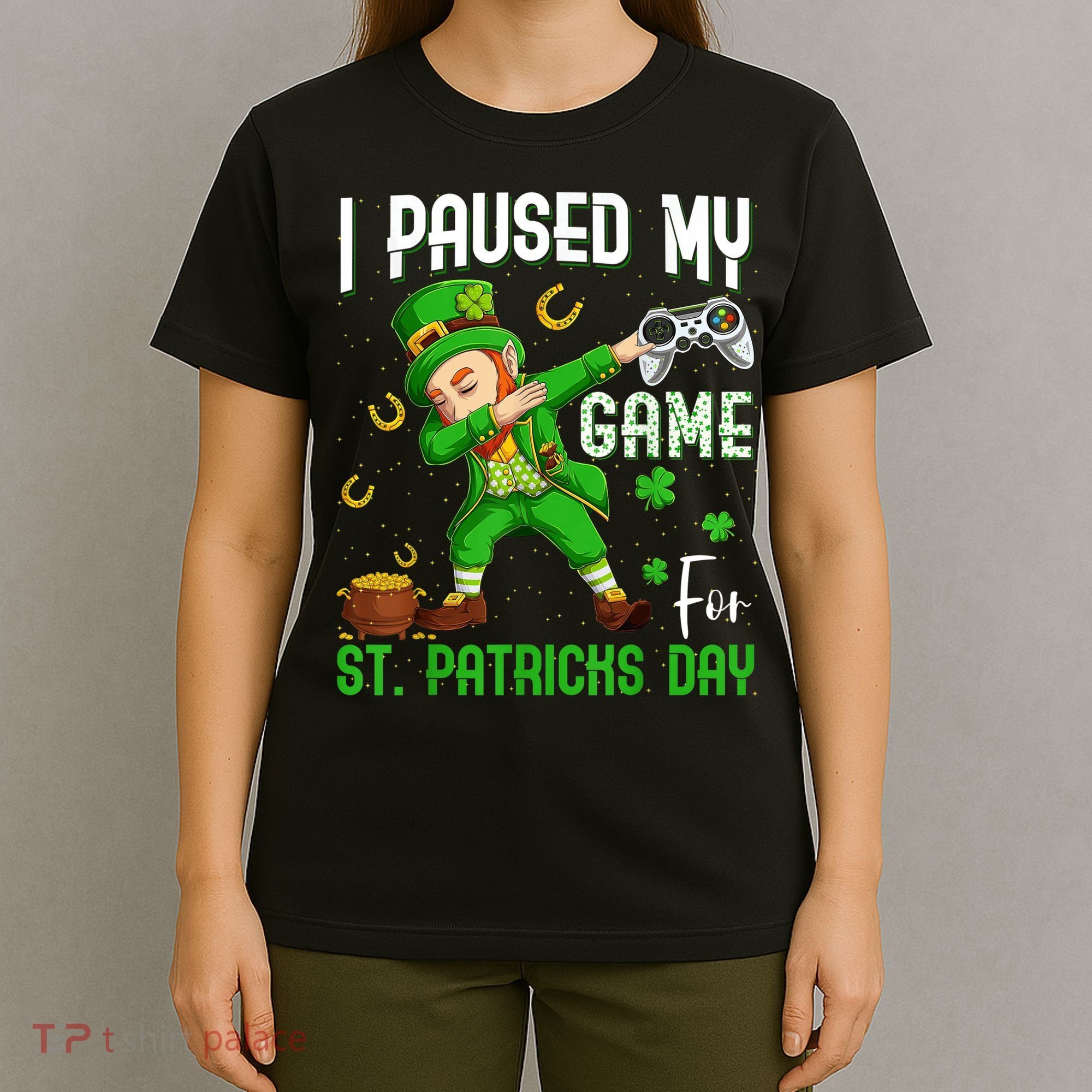 I Paused My Game For St Patricks Day Dabbing Leprechaun Boys T-Shirt