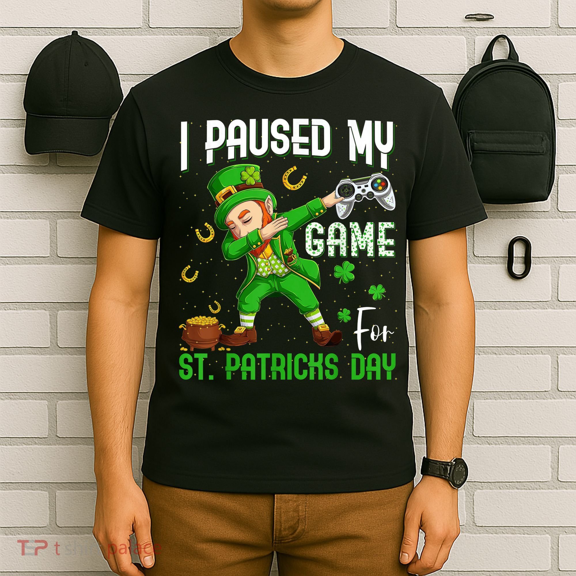 I Paused My Game For St Patricks Day Dabbing Leprechaun Boys T-Shirt