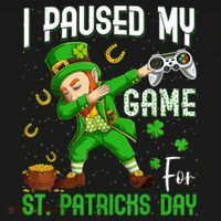 I Paused My Game For St Patricks Day Dabbing Leprechaun Boys Women's Hoodie thumb 2
