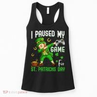I Paused My Game For St Patricks Day Dabbing Leprechaun Boys Women's Tank Top thumb 0