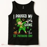 I Paused My Game For St Patricks Day Dabbing Leprechaun Boys Tank Top thumb 2