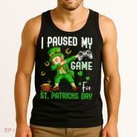 I Paused My Game For St Patricks Day Dabbing Leprechaun Boys Tank Top thumb 3