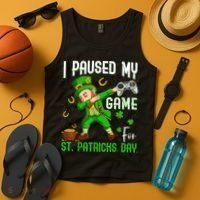 I Paused My Game For St Patricks Day Dabbing Leprechaun Boys Tank Top thumb 4