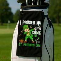I Paused My Game For St Patricks Day Dabbing Leprechaun Boys Golf Towel thumb 2