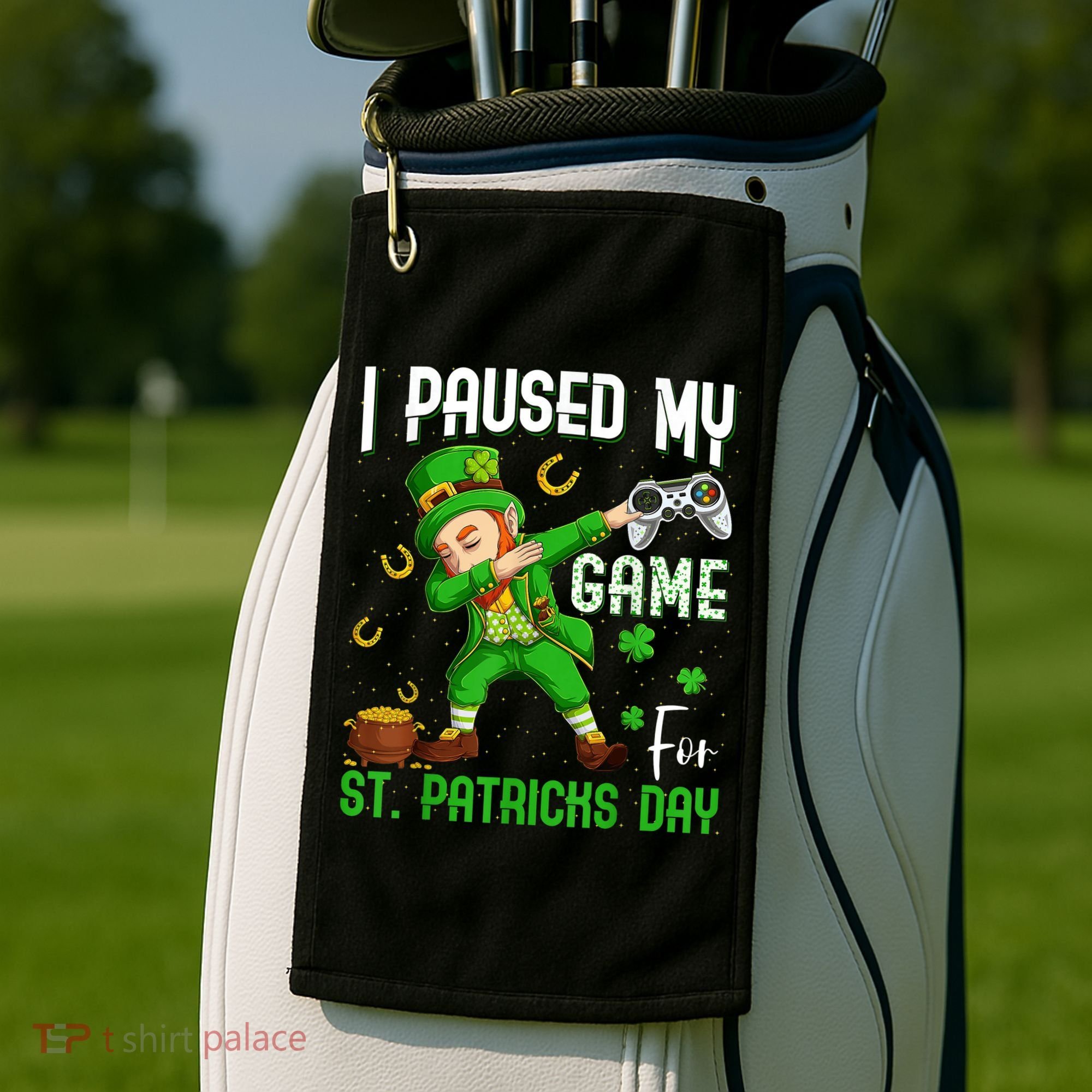 I Paused My Game For St Patricks Day Dabbing Leprechaun Boys Golf Towel