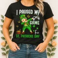 I Paused My Game For St Patricks Day Dabbing Leprechaun Boys Women's T-Shirt thumb 2