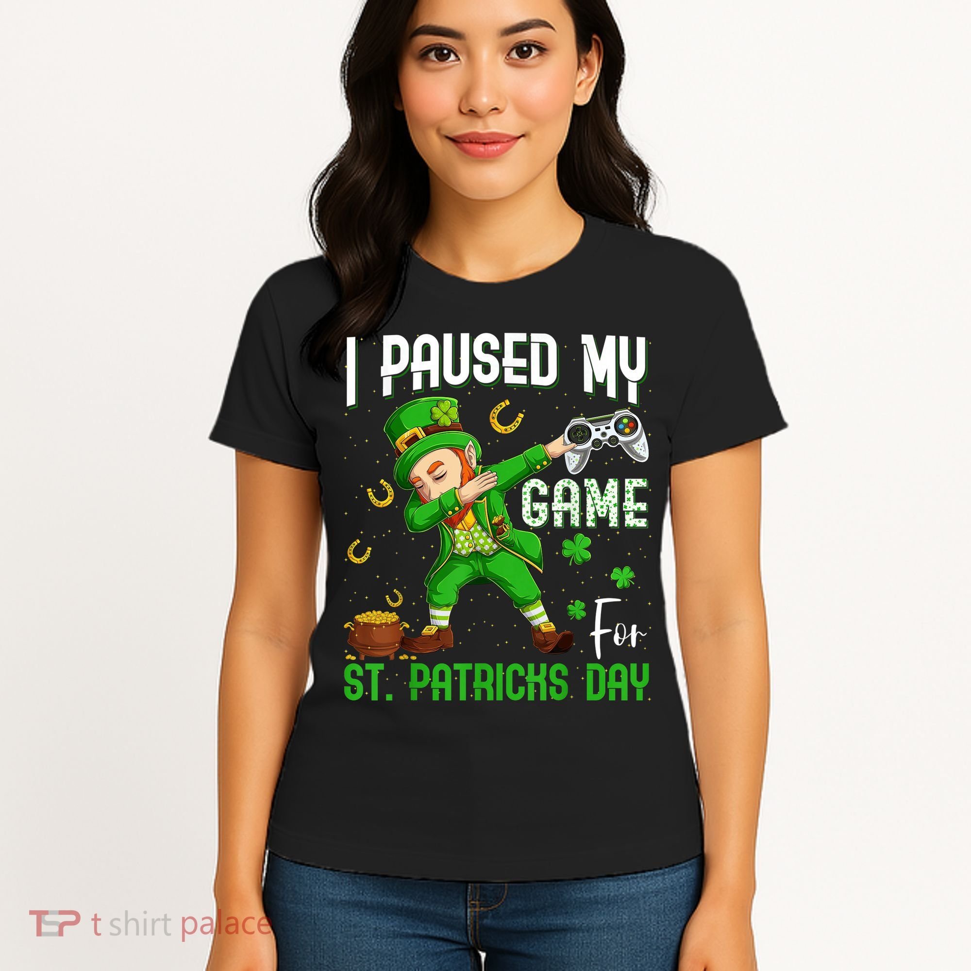 I Paused My Game For St Patricks Day Dabbing Leprechaun Boys Women's T-Shirt