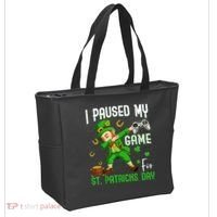 I Paused My Game For St Patricks Day Dabbing Leprechaun Boys Tote Bag thumb 2