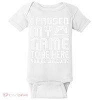 I Paused My Game To Be Here  Funny Video Gamers Gift  Baby Bodysuit thumb 0