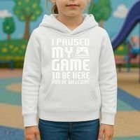 I Paused My Game To Be Here  Funny Video Gamers Gift  Kids Hoodie thumb 3