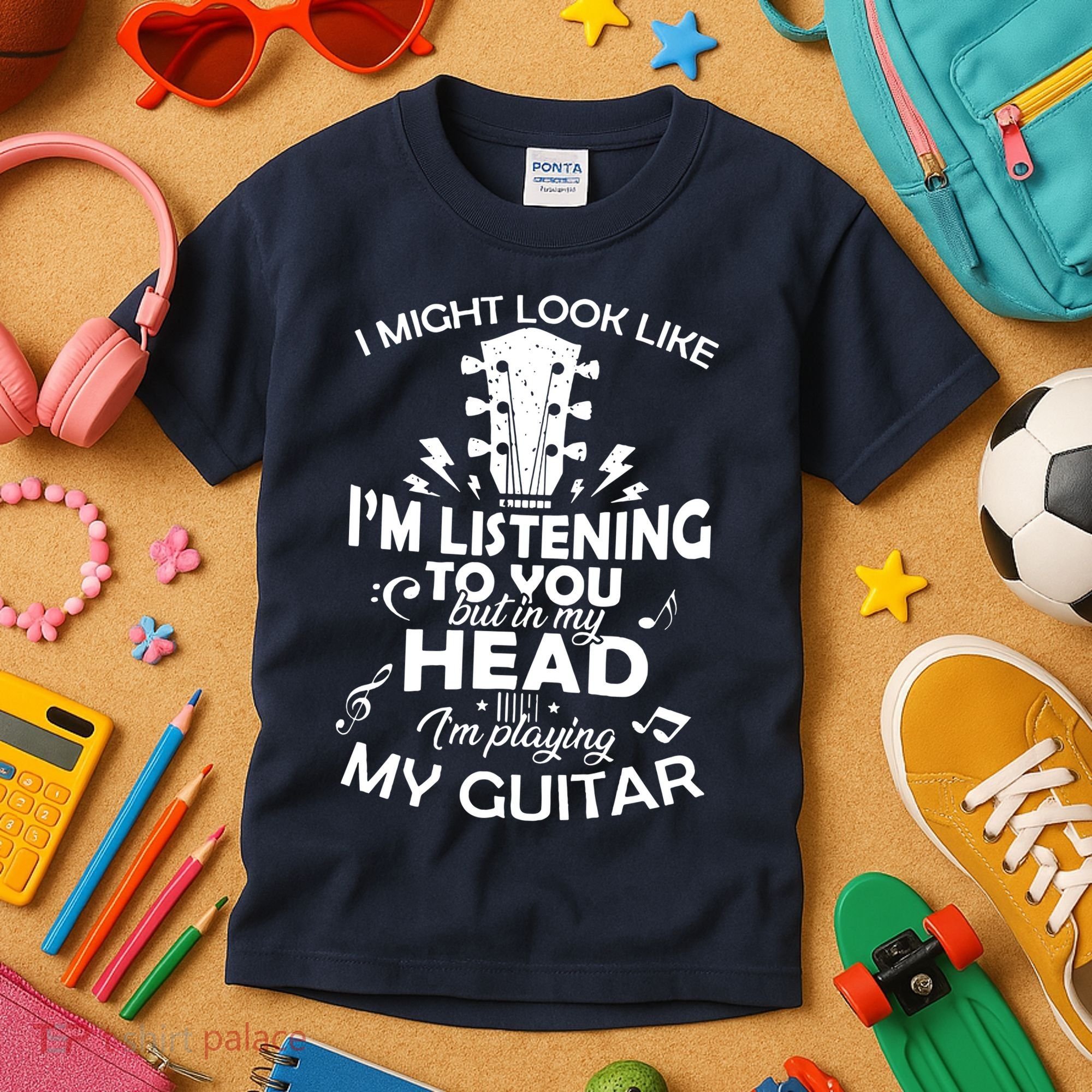 I'm Playing My Guitar Kids T-Shirt