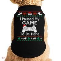 I paused my game to be here ugly christmas sweater Doggie Tank thumb 0