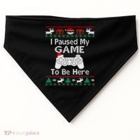 I paused my game to be here ugly christmas sweater USA-Made Doggie Bandana thumb 0