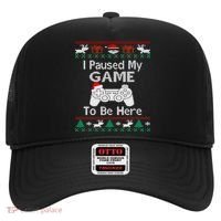 I paused my game to be here ugly christmas sweater Hat thumb 0
