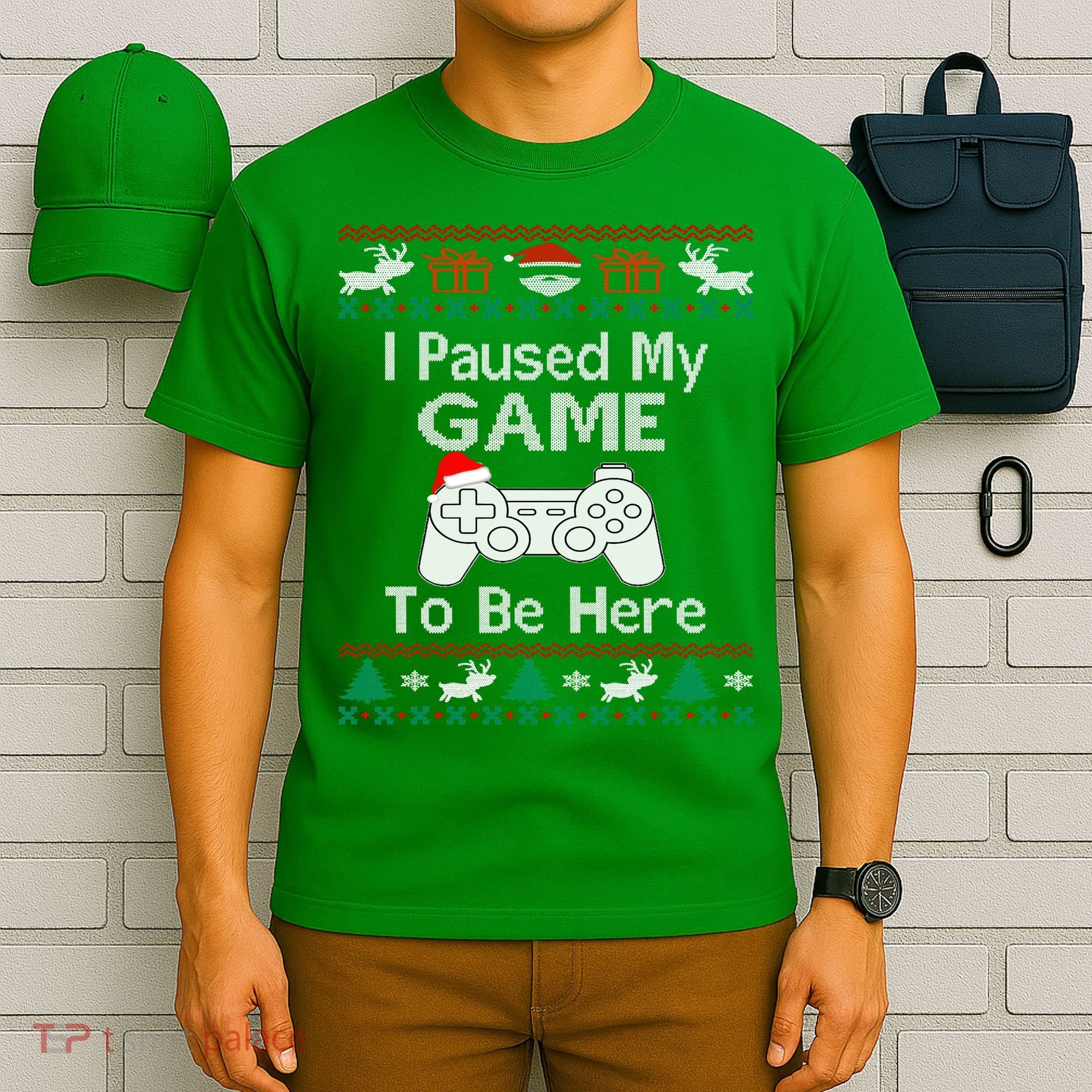 I paused my game to be here ugly christmas sweater T-Shirt