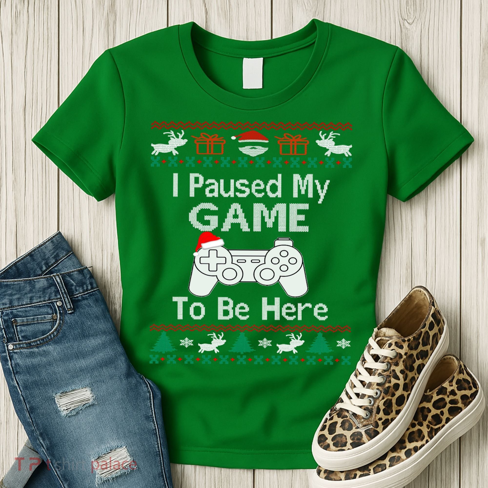 I paused my game to be here ugly christmas sweater Women's T-Shirt
