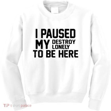 I Paused My Destroy Lonely To Be Here Kids Sweatshirt