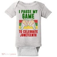 I Pause My Game To Celebrate Juneteenth Gamer Baby Bodysuit thumb 0