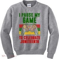 I Pause My Game To Celebrate Juneteenth Gamer Kids Sweatshirt thumb 0