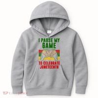 I Pause My Game To Celebrate Juneteenth Gamer Kids Hoodie thumb 0