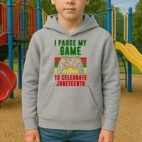 I Pause My Game To Celebrate Juneteenth Gamer Kids Hoodie thumb 2