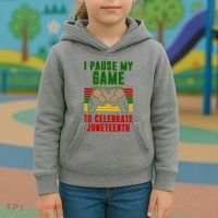 I Pause My Game To Celebrate Juneteenth Gamer Kids Hoodie thumb 3