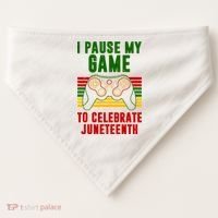 I Pause My Game To Celebrate Juneteenth Gamer USA-Made Doggie Bandana thumb 0