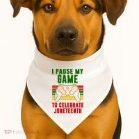 I Pause My Game To Celebrate Juneteenth Gamer USA-Made Doggie Bandana thumb 1