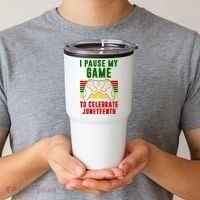 I Pause My Game To Celebrate Juneteenth Gamer Tumbler thumb 2