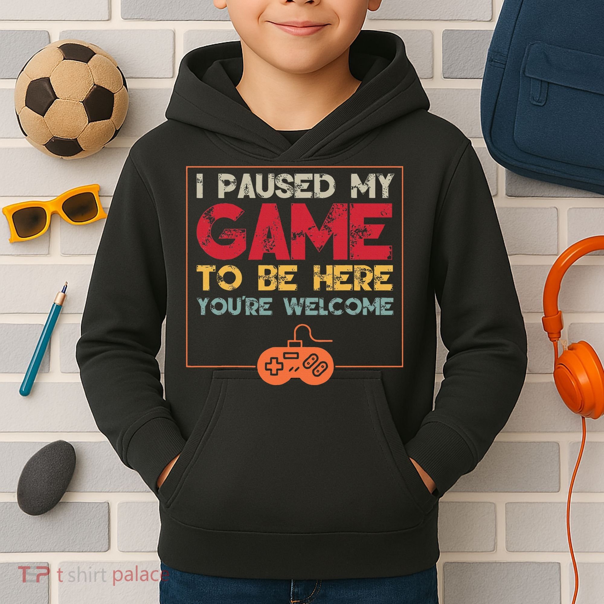 I Paused My Game To Be Here Video Gamer Kids Hoodie
