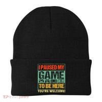 I Paused My Game To Be Here Funny Gamers Boys Teens Gift Cool Gift Beanie thumb 0