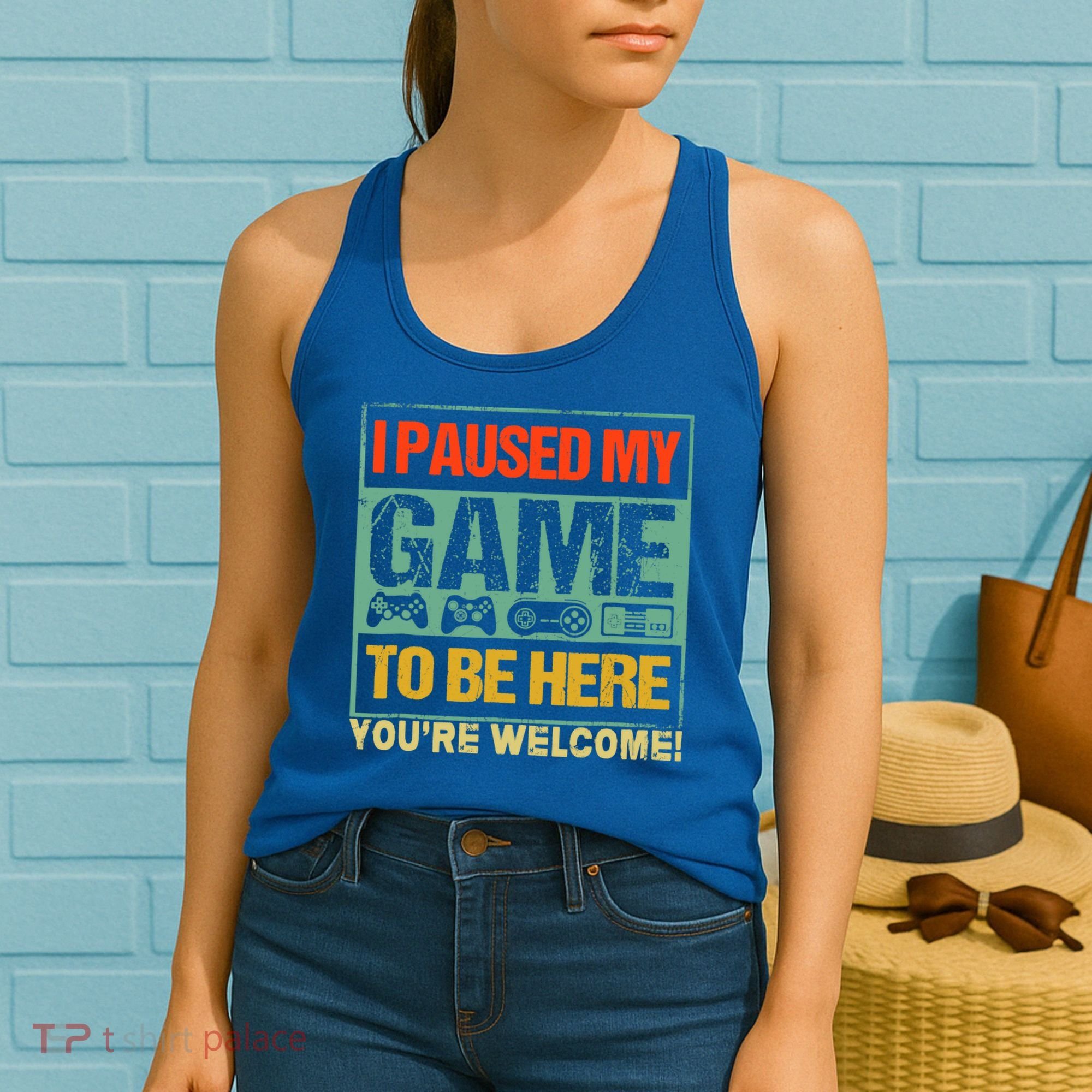 I Paused My Game To Be Here Funny Gamers Boys Teens Gift Cool Gift Women's Tank Top