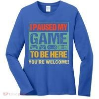 I Paused My Game To Be Here Funny Gamers Boys Teens Gift Cool Gift Women's Long Sleeve Shirt thumb 0