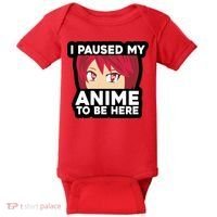 I Paused My Game To Be Here Funny Anime Baby Bodysuit thumb 0